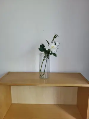 a vase of flowers sitting on top of a table at Nice studio EU Quarter in Brussels