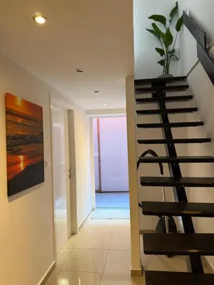 a staircase in a house with a plant on it at Cozy appartement in Brussels- Schuman Area in Brussels