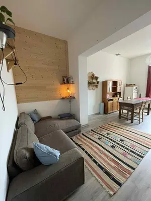 a living room with a couch and a rug at Appartement Saint-Gilles in Brussels