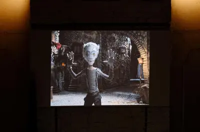 a picture of a skeleton standing in a room at B&B DRUUM in Brussels