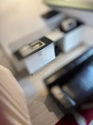 a blurry picture of a living room with a couch at Marie home in Brussels