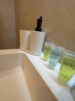 a bathroom with a sink with two bottles of soap and a mirror at Luxury 2BR Apartment Heart of Mechelen in Mechelen