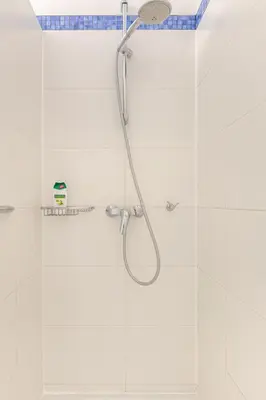 a shower with a shower head in a bathroom at Maison du Cinquantenaire - The Residential in Brussels