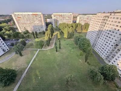 an aerial view of a park in a city with buildings at Cosy apartment near Zaventem Airport in Brussels