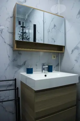 a bathroom with a white sink and a mirror at Aurelia in Zemst