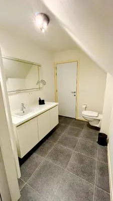 a bathroom with a sink and a toilet at Bruggeske aan't bos in Mol