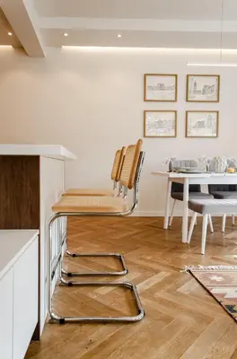 a kitchen with a bench and a table at Bellavista Luxe Apartment with Leie View in Ghent