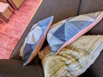 two pillows sitting on top of a couch at Lactea in Schilde