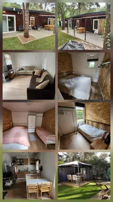 a group of four pictures of a house at Chalet Balen in Balen