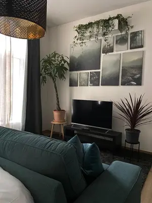 a living room with a couch and a flat screen tv at Center monet in Ghent