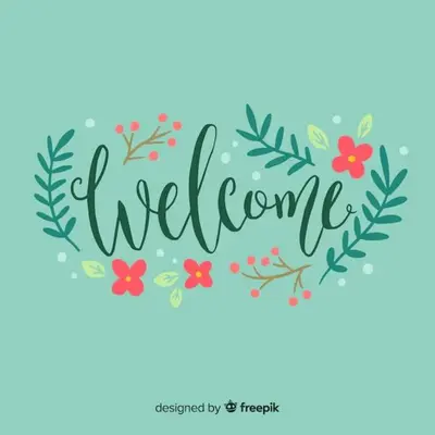 a welcome banner with flowers on a blue background at Romantic Loft, historic farmhouse, Sauna, Nature walks in Schilde