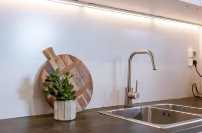 a kitchen counter with a sink and a potted plant at Sweet home in Ghent