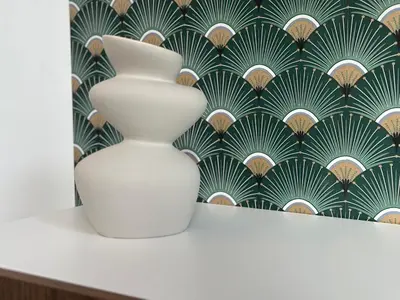 a white vase sitting on a shelf with a wall at Lovely 1BR & 1LR Apartment, Only 15 Min Walk to City Center in Ghent
