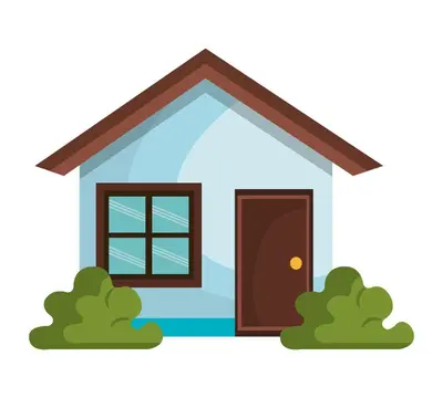 a cartoon house with a door and bushes at Cozy 1BR & Living Room Apartment, Just 15 Minutes to Downtown in Ghent