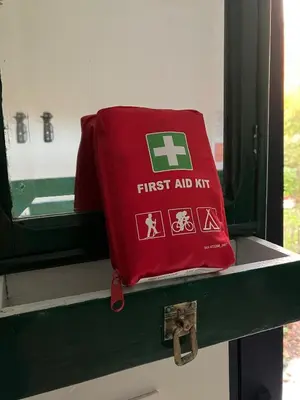a red bag sitting on top of a shelf at Tampico, Holiday Home at river Schelde in Hamme