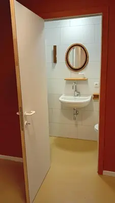 a bathroom with a sink and a mirror at Lieria in Lier