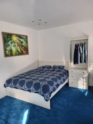 a bedroom with a bed and a dresser at Le Jardin in Wommelgem