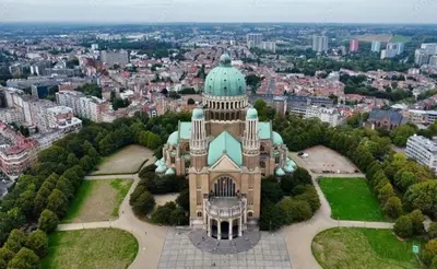 an aerial view of a building in a city at Ground floor in Brussels