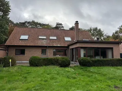a house with a roof with windows and bushes at zandhoven vila in Zandhoven