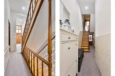 a staircase in a house with a stair case at Vanderdussen in Brussels