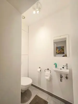 a bathroom with a toilet and a sink at Appartement Cozy Pauli 2 in Brussels