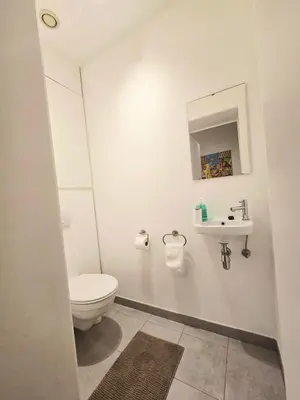 a bathroom with a toilet and a sink at Appartement Cozy Pauli 2 in Brussels