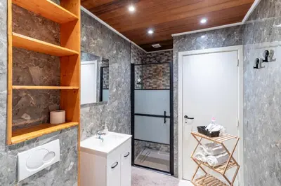 a bathroom with a toilet and a sink and a shower at Apartment-Gravensteen in Ghent