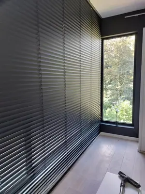 a room with a large window with blinds at Premium Loft in Antwerp Featured on TV in Antwerp