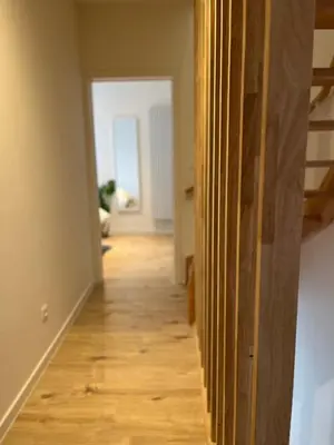 a hallway with wooden floors in a room at FDS Luxe House in Ghent