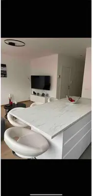 a white counter top with a toilet in a room at Apparemment 1 chambre in Brussels