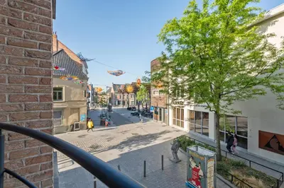 a view of a street in a city with buildings at Appartement 2 chambres dans le centre de Vilvoorde in Vilvoorde
