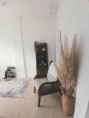 a living room with a chair and a plant at Mi casa es su casa in Ghent