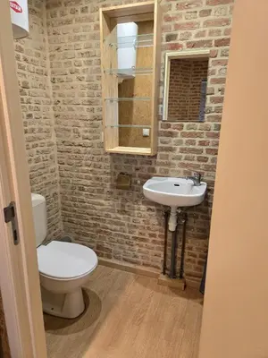 a bathroom with a toilet and a sink at Schijnpoort in Antwerp