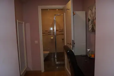 a bathroom with a shower and a toilet at EU Guesthouse in Brussels