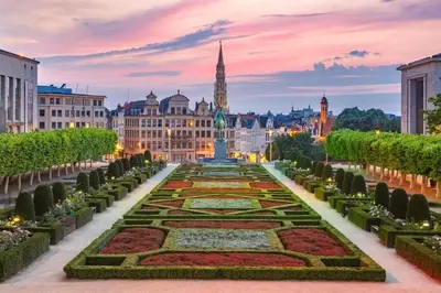 a view of the city of lyon at sunset at Luma Residence in Brussels