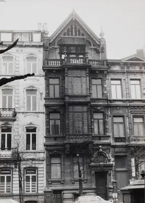 a black and white photo of an old building at Maison Jamaer in Brussels
