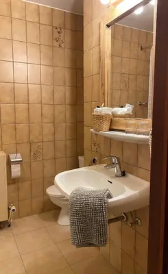 a bathroom with a sink and a toilet and a mirror at Hotel The New Fox in Affligem