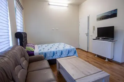 a living room with a couch and a table at ATW Apartments in Antwerp