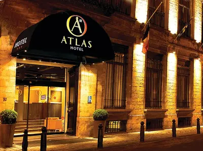 a atlas hotel on the side of a building at Atlas Hotel Brussels in Brussels