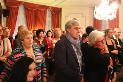 a group of people standing in a room at Hotel Ter Driezen in Turnhout