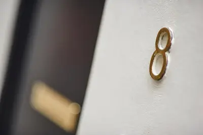 a close up of a door with a gold door knob at B&B Maryline in Antwerp