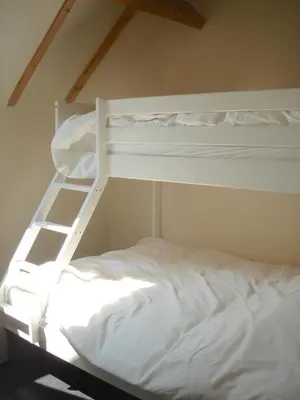 a bunk bed with a ladder on top of it at Eyndevelde in Herzele