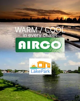 a sign that says warrington good in every catchrica and a lake park at Lake Park in Berlare