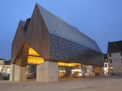 a large building with a pyramid shaped roof at Stay in Ghent in Ghent