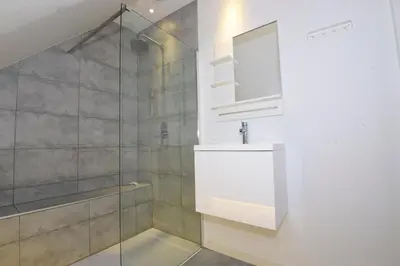 a bathroom with a shower and a sink at Stay in Ghent in Ghent