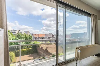 a large window with a view of a city at Value Stay Residence Mechelen in Mechelen