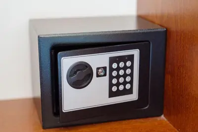 a small black and white microwave on a table at Park Hotel Brussels in Brussels
