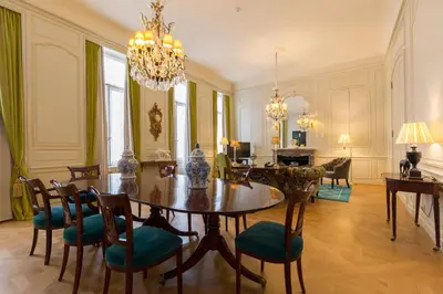a dining room with a table and chairs at Stanhope Hotel by Thon Hotels in Brussels
