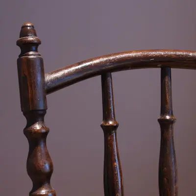 a close up of a wooden stair railing at B&B Garden55 in Mechelen