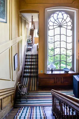 a hallway of a building with a large window at B&B The Verhaegen in Ghent